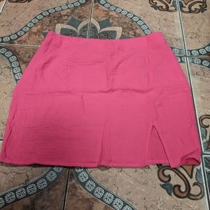 Hot pink barbie mini skirt with slit